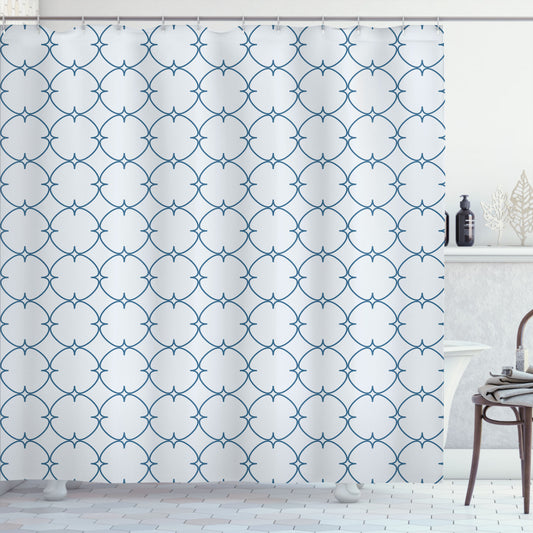 Vintage Retro Checkered White and Blue Shower Curtain