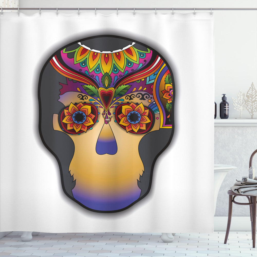 Colored Flower Skull Custom Shower Curtains