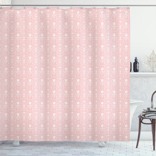 Vintage Damask Home Pale Pink and White Flowers Shower Curtain