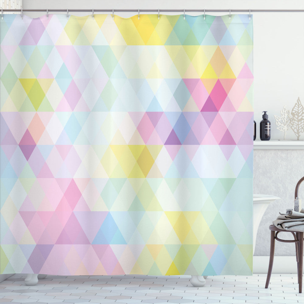 Abstract Geometric Rhombus Art: Multicolored Shower Curtain