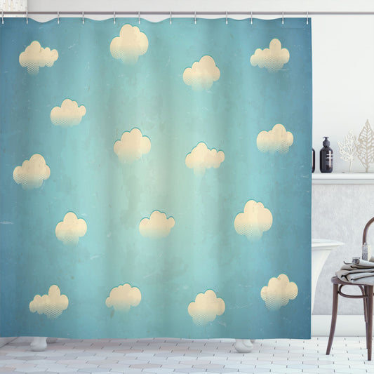 Vintage Weather Design: Cloud-Inspired Pale Blue and Ivory Shower Curtain