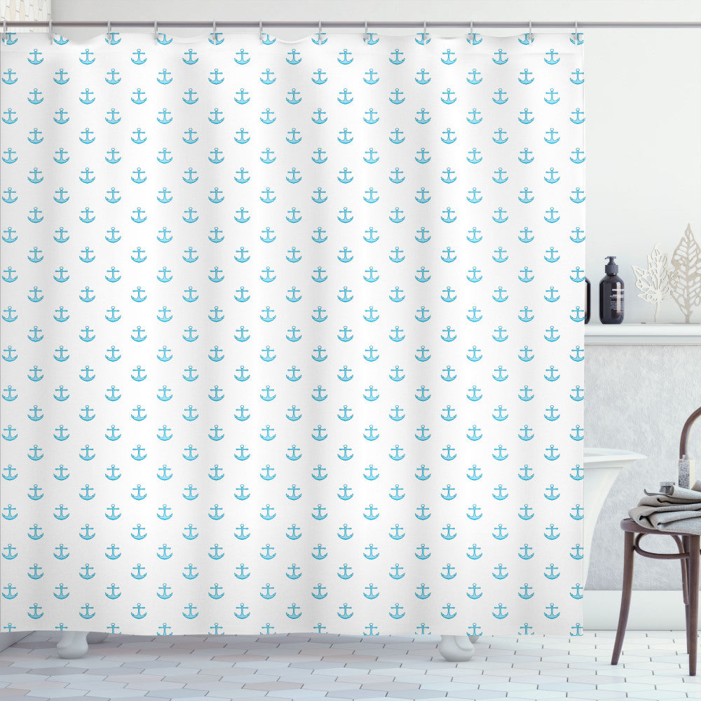 Anchor Blue Vivid Pattern Shower Curtain