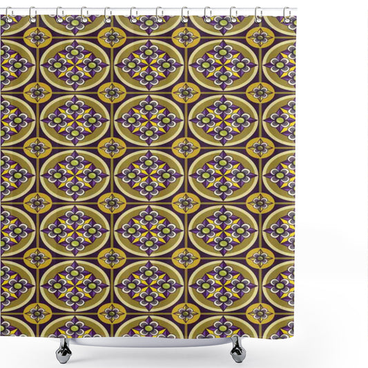 Vintage Multi-color Violet Flowers Mosaic Shower Curtain