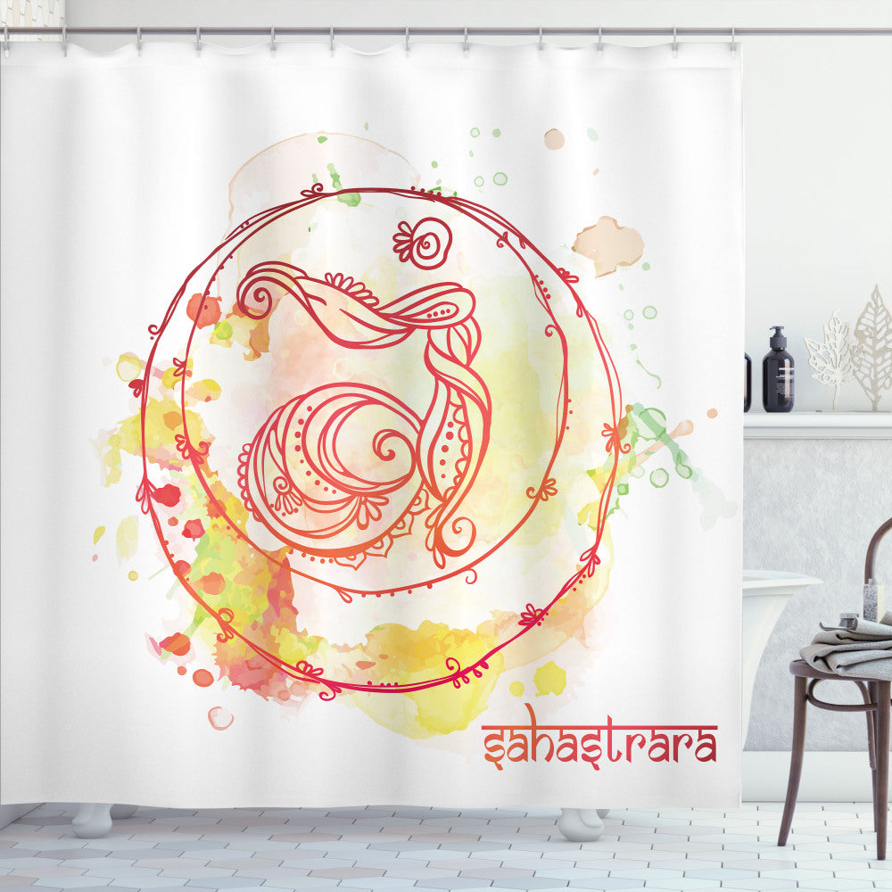 Yellow and Red Chakra Yoga Shower Curtain Hand-Drawn Design