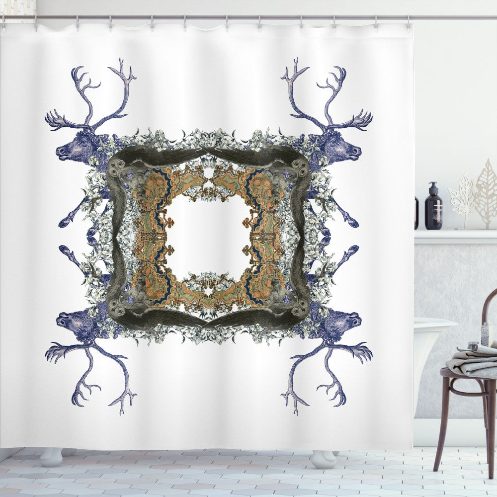 Victorian Violet Pearl and Tan Hunter Wild Animals Shower Curtain