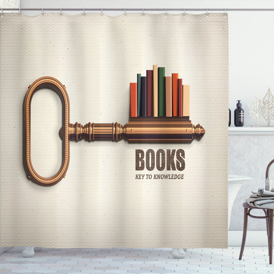 Unlock Knowledge with this Multicolored Book-themed Shower Curtain