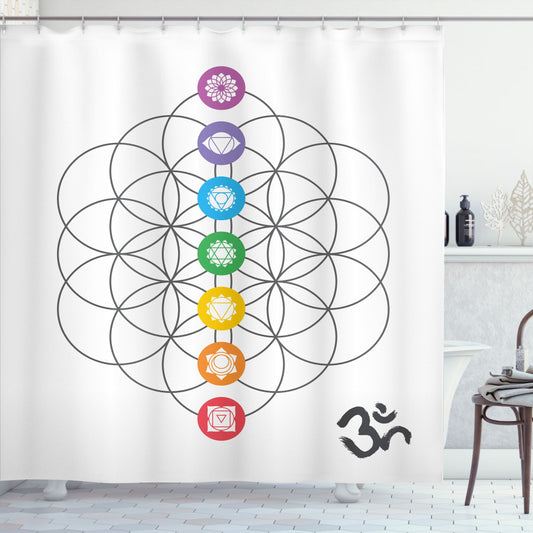 Chakra Point Rings Geometry Multicolor Shower Curtain Rings - Enhancing Your Bathing Experience