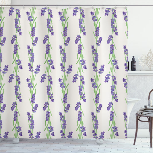 Blooming Garden Fragrance: Lavender, Blue Violet, Fern Green, and Ivory Shower Curtain