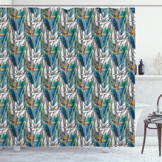 Tropical Watercolor Plant Multicolor Shower Curtain