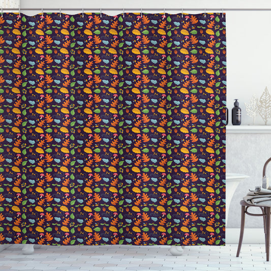 Vintage Forest Flora Acorn Multicolor Shower Curtain