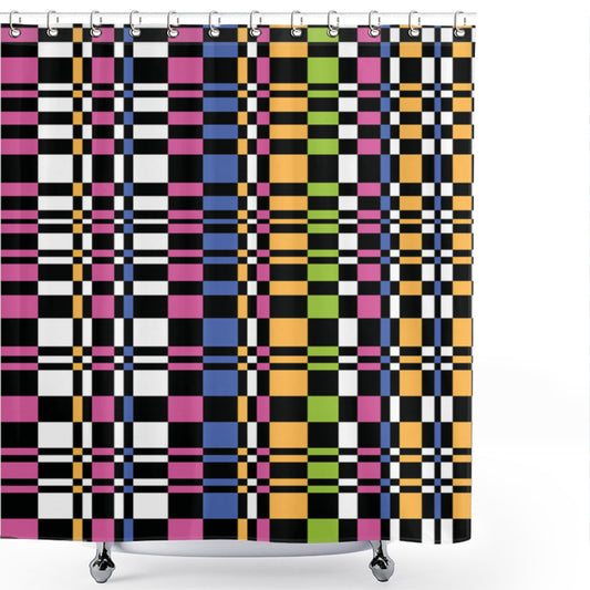 Colorful and Multicolor Abstract Checkered Art Shower Curtain