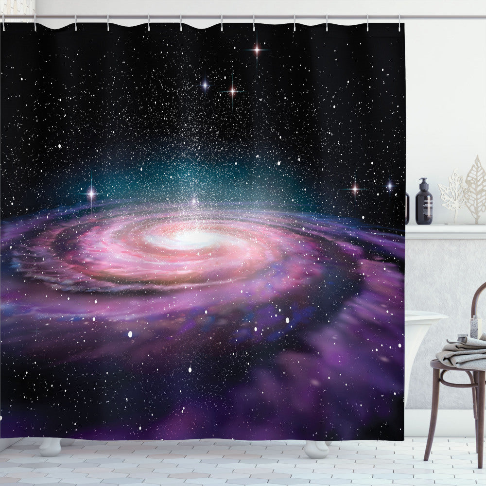 Black and Mauve Galaxy Outer Space Shower Curtain