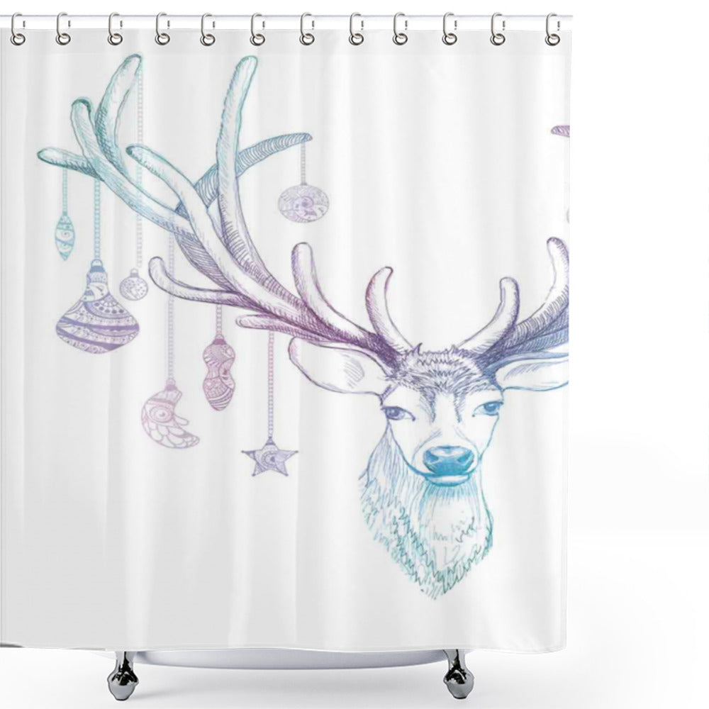 Christmas Reindeer Antler Shower Curtain Ornaments