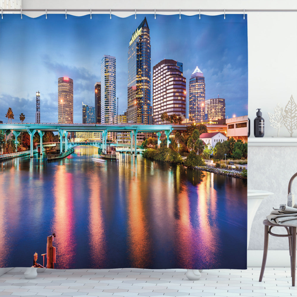 City of Multicolor: Hillsborough River USA Bath Curtain