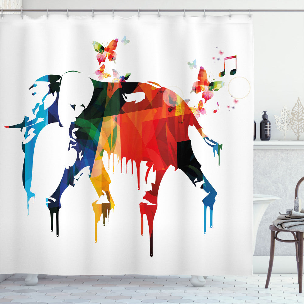 Abstract Multicolor Wild Elephant Shower Curtain