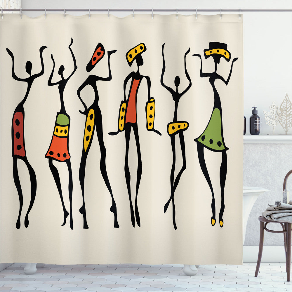 African-Inspired Multicolor Clan Dancer Ethnic Shower Curtain