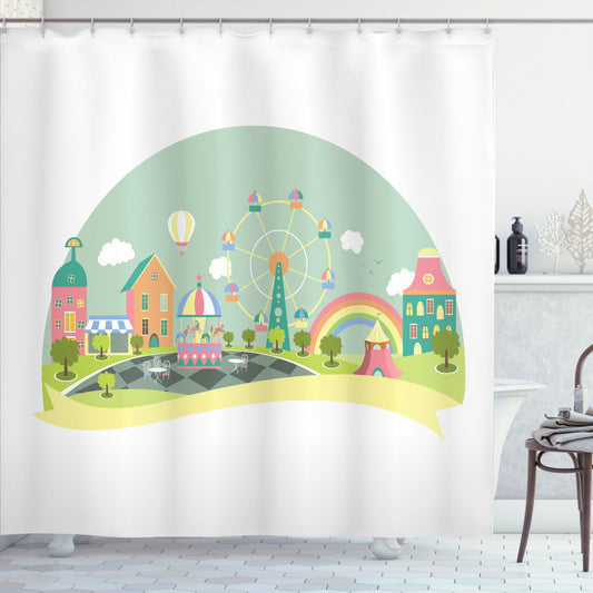 Children's Multicolor Amusement Park Cartoon Art Shower Curtain