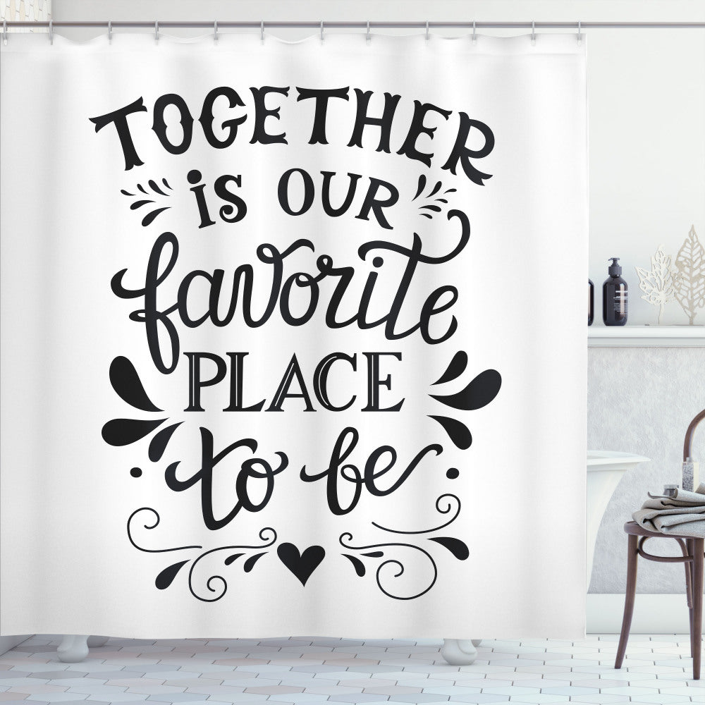 Charcoal Grey and White Family Love Saying Art Shower Curtain