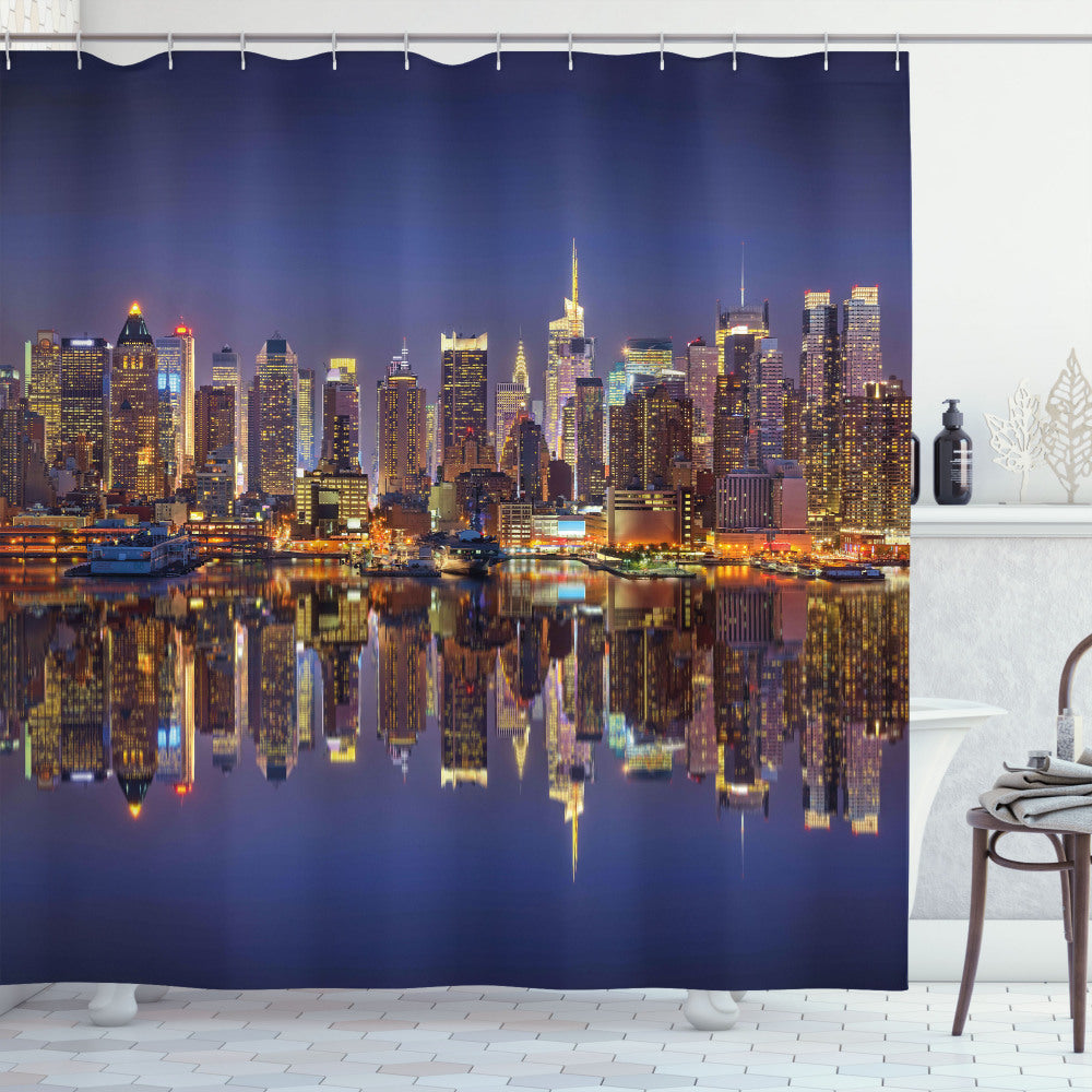 Vibrant New York City Skyline Landscape Multicolor Shower Curtain