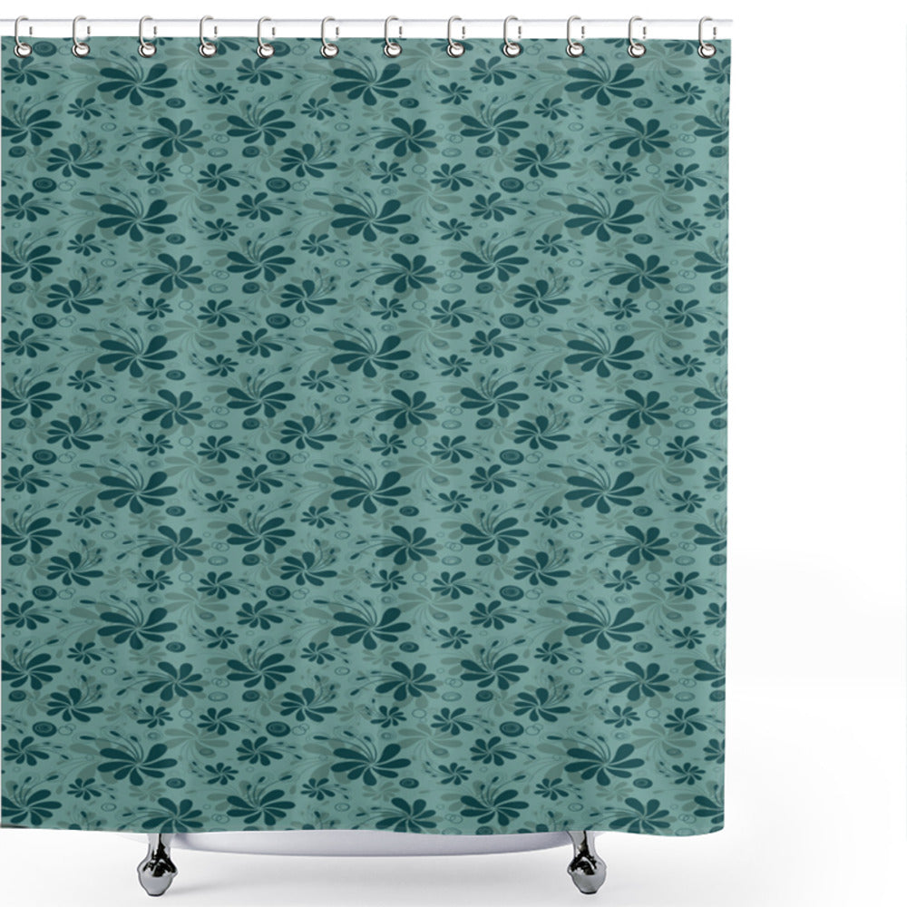 Turquoise and Teal Foliage Leaves Shower Curtain - A Splash of Nature in Your Bathroom