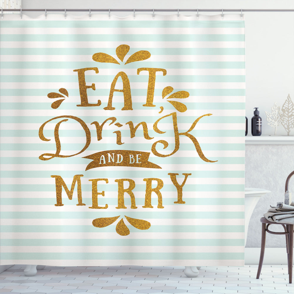 Xmas Greeting: Indulge in Festive Fun with Mint Green, Ginger, and White Shower Curtain