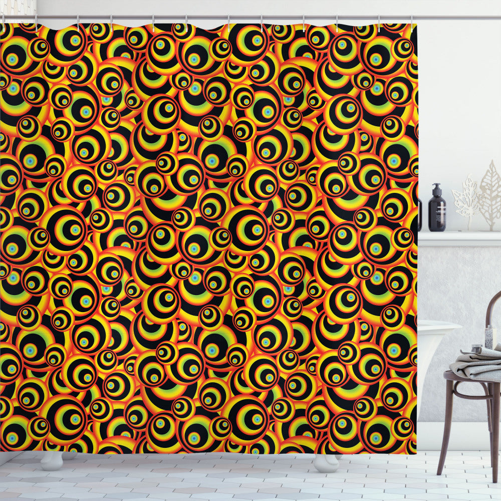 Abstract, Multicolor Ring Pattern Shower Curtain