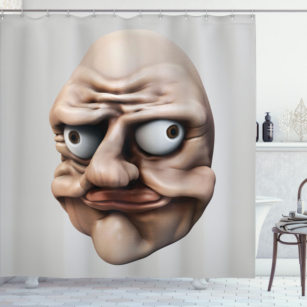 Tickling the Funny Bone with Grumpy Internet Troll Humor: Eggshell Tan Shower Curtain