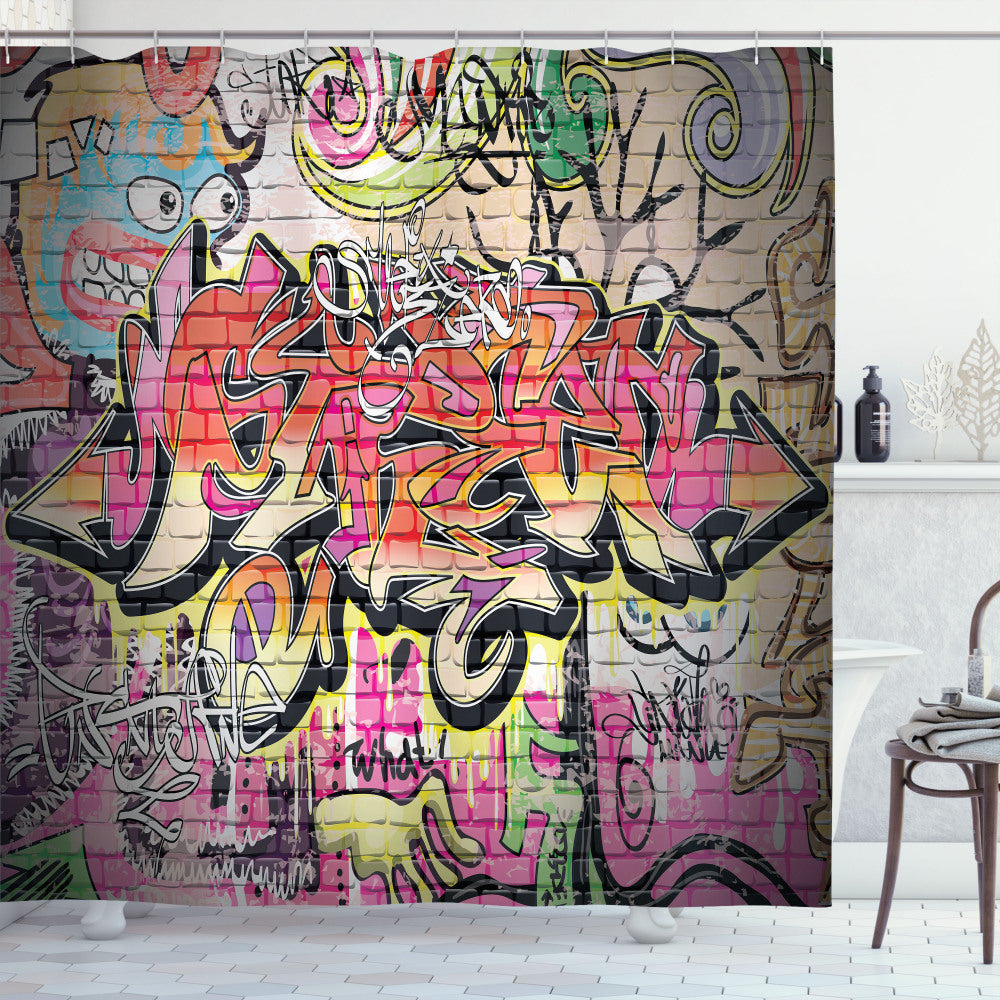 Urban Graffiti Inspired Surreal Painting Multicolor Shower Curtain