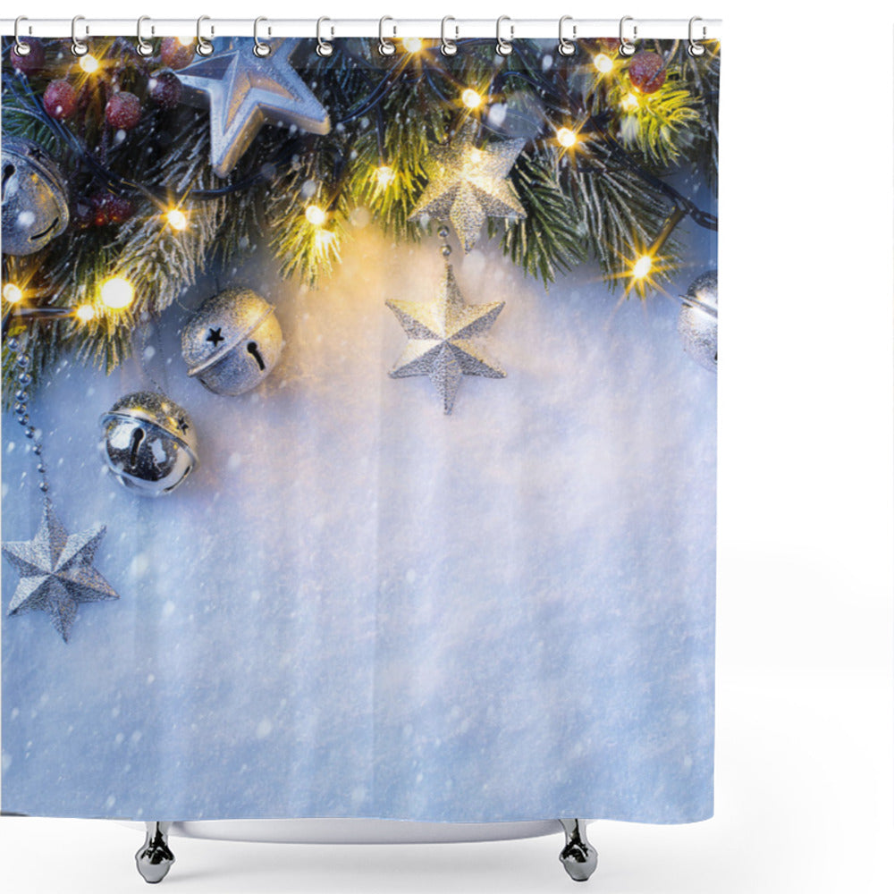 Christmas-themed Noel Ornamental Branch Shower Curtain