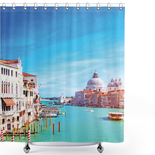 Venice's Sky Blue and Multicolor Grand Canal the Salute Shower Curtain