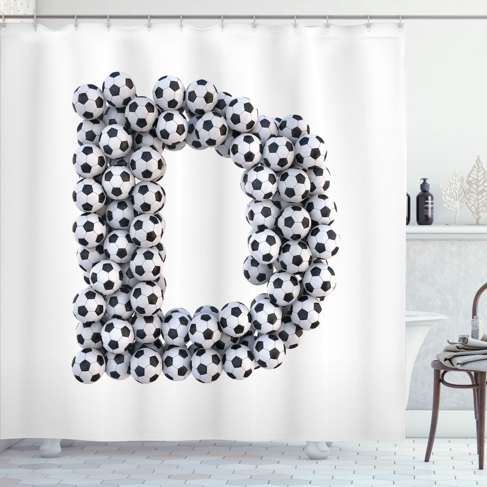 Alphabet-themed Shower Curtain in Classic White and Black with Letter D Design