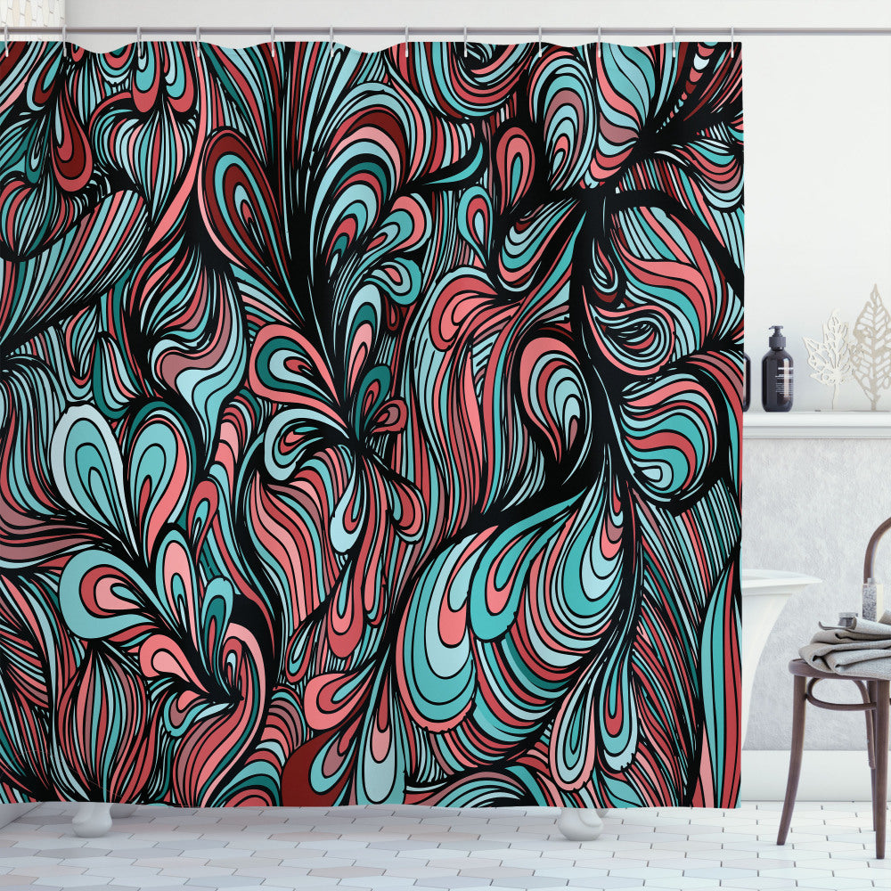 Vibrant Multi-Colored Shapes: Artistic Shower Curtains