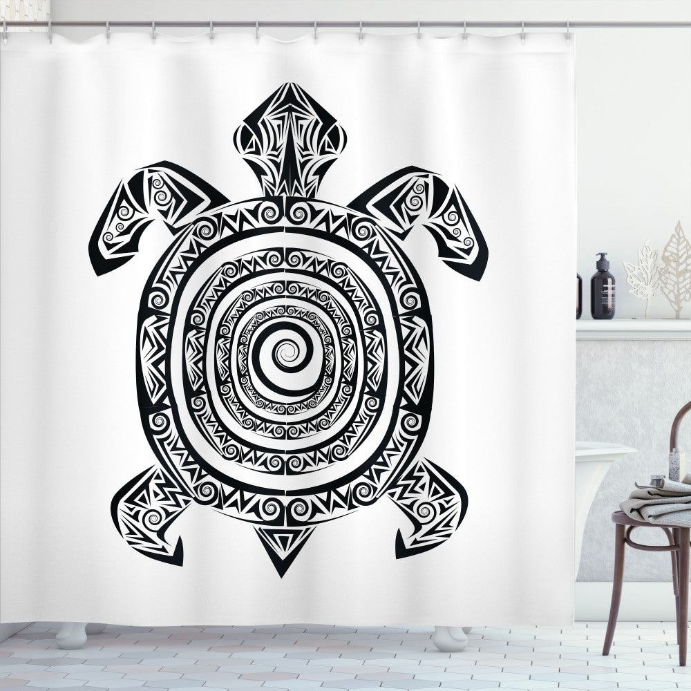 Black and White Turtle Spirals Shower Curtain