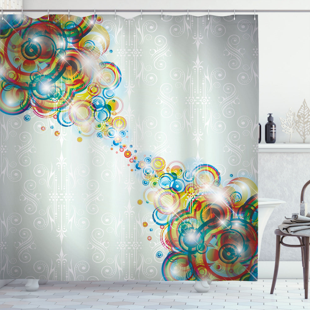 Abstract Multicolor Modern Rainbow Waves Shower Curtain