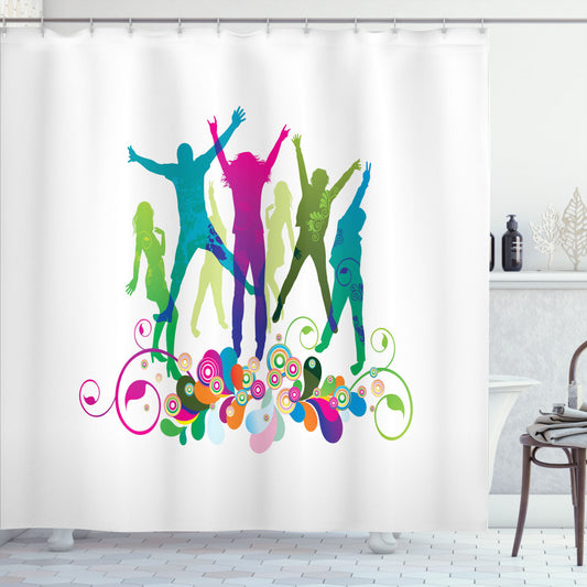 Youthful Multicolored Teen Dance Floral Vivid Shower Curtain