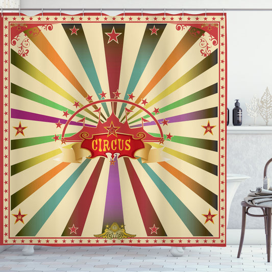 Vintage Circus Multicolor Tent Invitation Shower Curtain