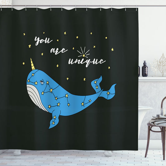 Whimsical Narwhal Cartoon Design in Multicolor - Unique Shower Curtain