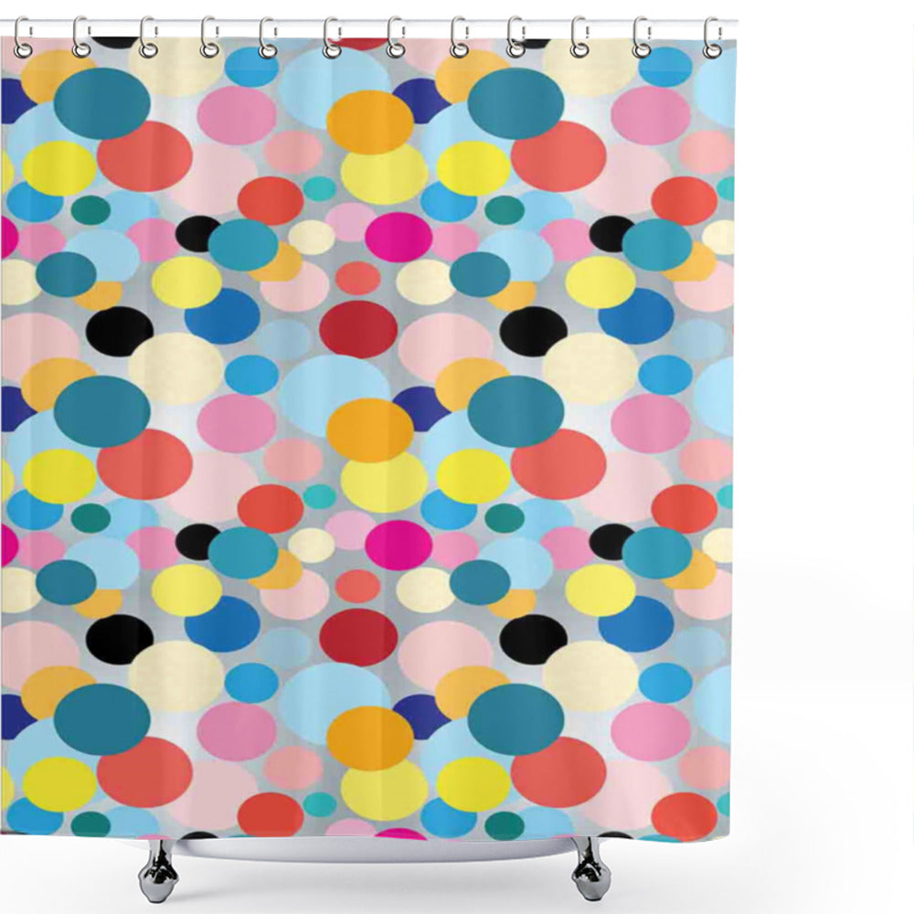 Vibrant Multicolor Modern Graphic Circles Shower Curtain