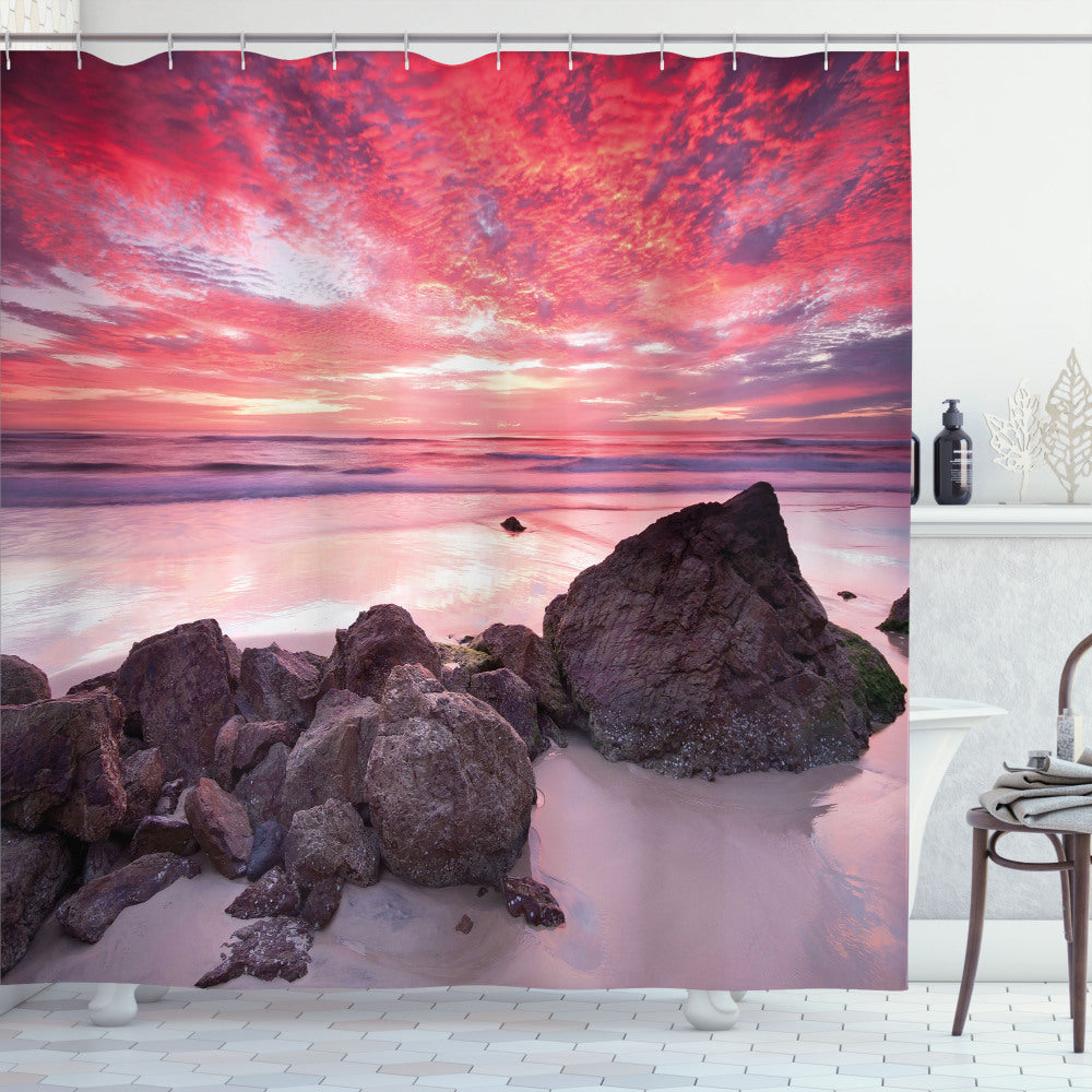 Australian Seascape Dawn Landscape Multicolor Shower Curtain