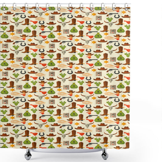 Western-Inspired American Ranch Lasso Multicolor Shower Curtain