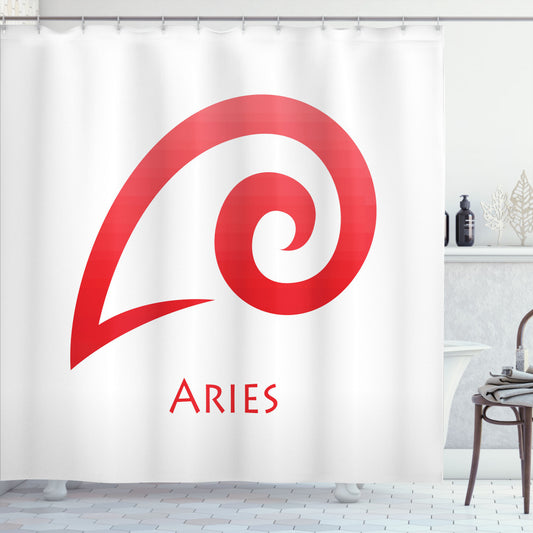 Aries Zodiac Inspired Shower Curtain in Dark Coral and White: A Simple Modern Design