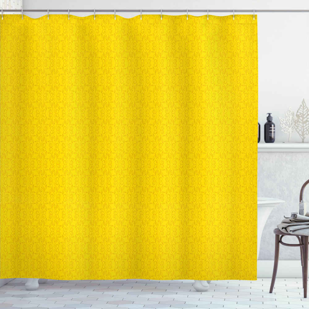 Vibrant Yellow Ivy Leaf Bud Bath Curtain