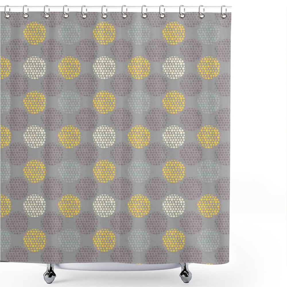 Abstract Multicolor Dotted Circle Pattern Shower Curtain