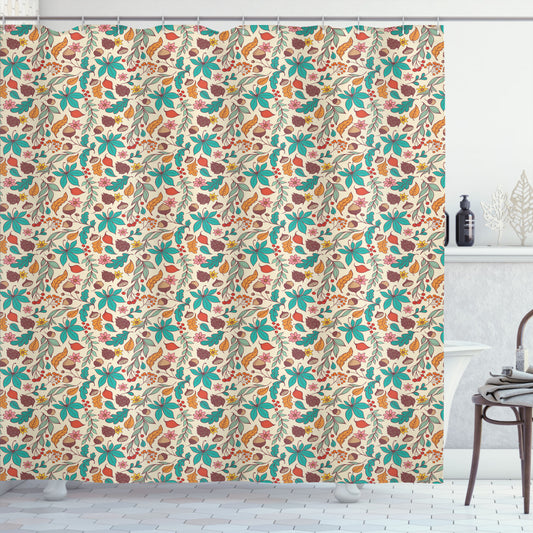 Acorn and Multicolor Berries Shower Curtain: Seasonal Nut-Inspired Bathroom decor