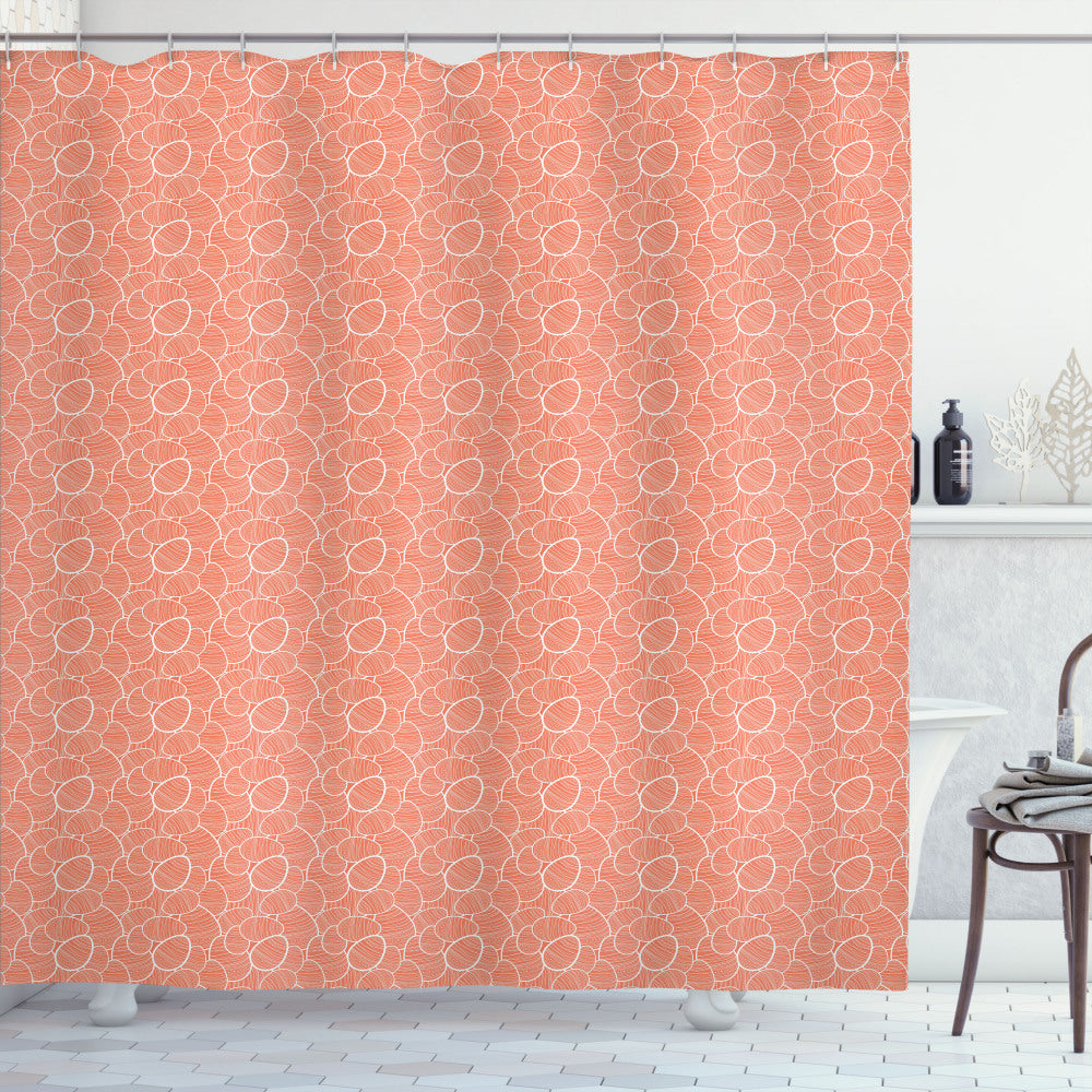 White and Burnt Sienna Easter Egg-Ornamented Shower Curtain