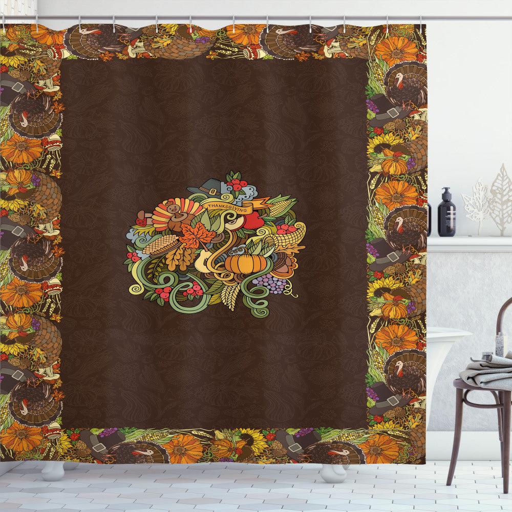 Thanksgiving Multicolor Fall Festivities Shower Curtain