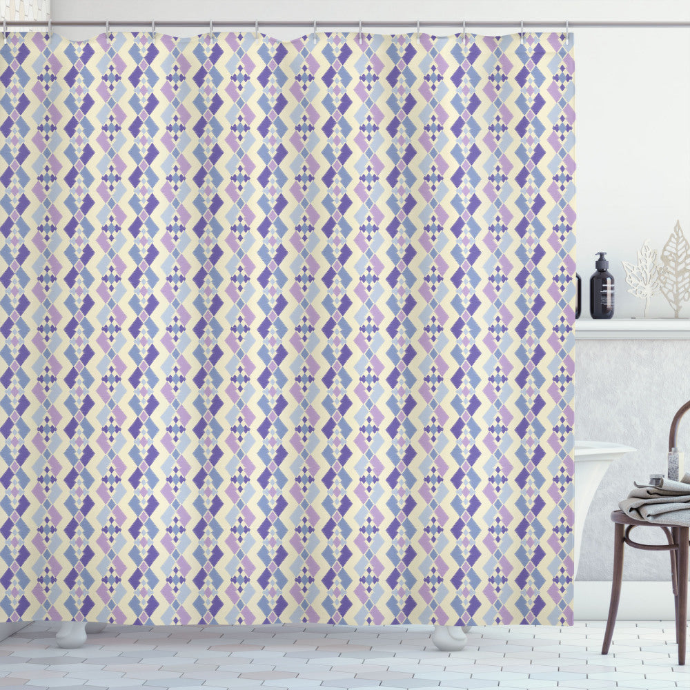 Boho Multi-Colored Middle Eastern Geometric Motif Shower Curtain