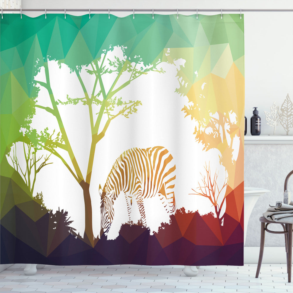 African-Inspired Vivid Safari Zebras Multicolor Shower Curtain