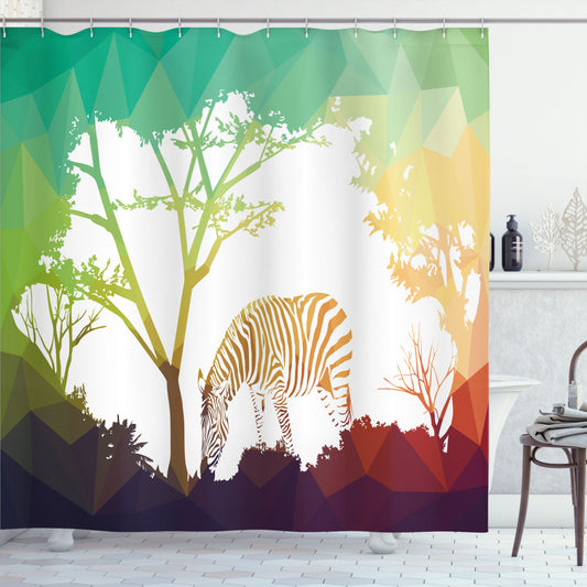 African-Inspired Vivid Safari Zebras Multicolor Shower Curtain