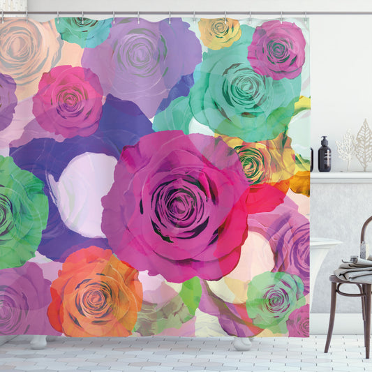 Artistic Floral Arrangement of Roses in Turquoise and Magenta - Shower Curtain